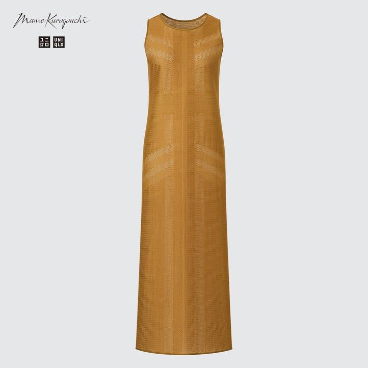 brown uniqlo mesh sleeveless maxi womens dress