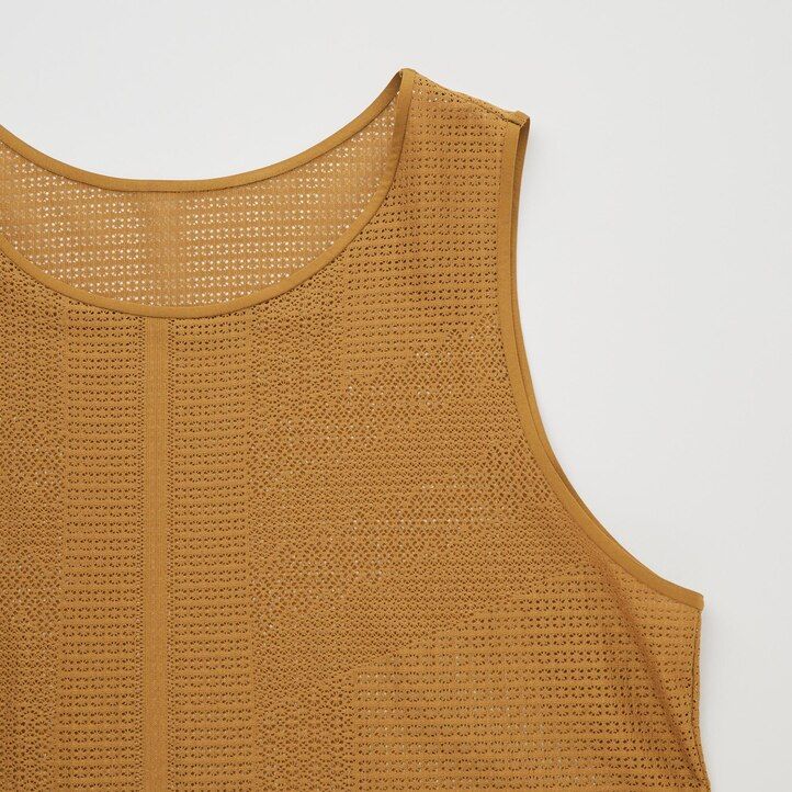 brown uniqlo mesh sleeveless maxi womens dress