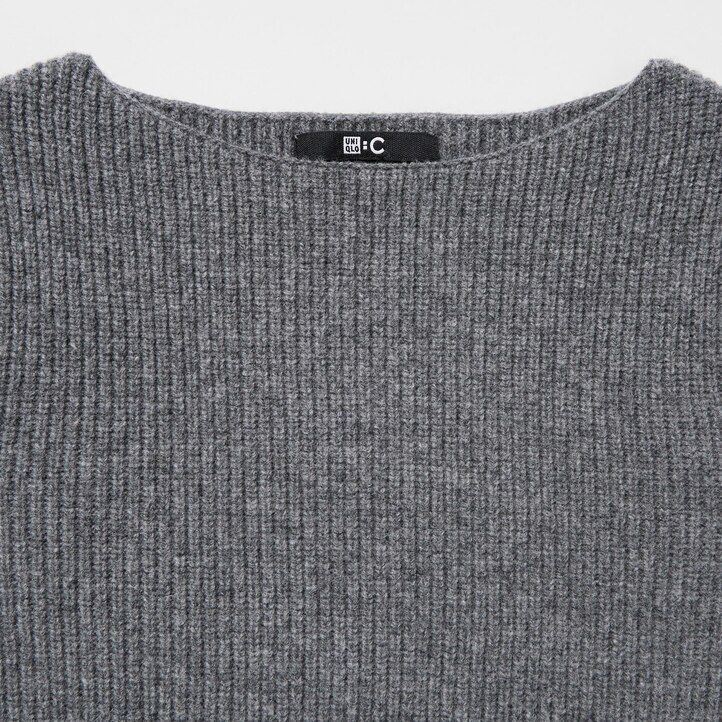 uniqlo boat neck sleeved knitted womens dress black