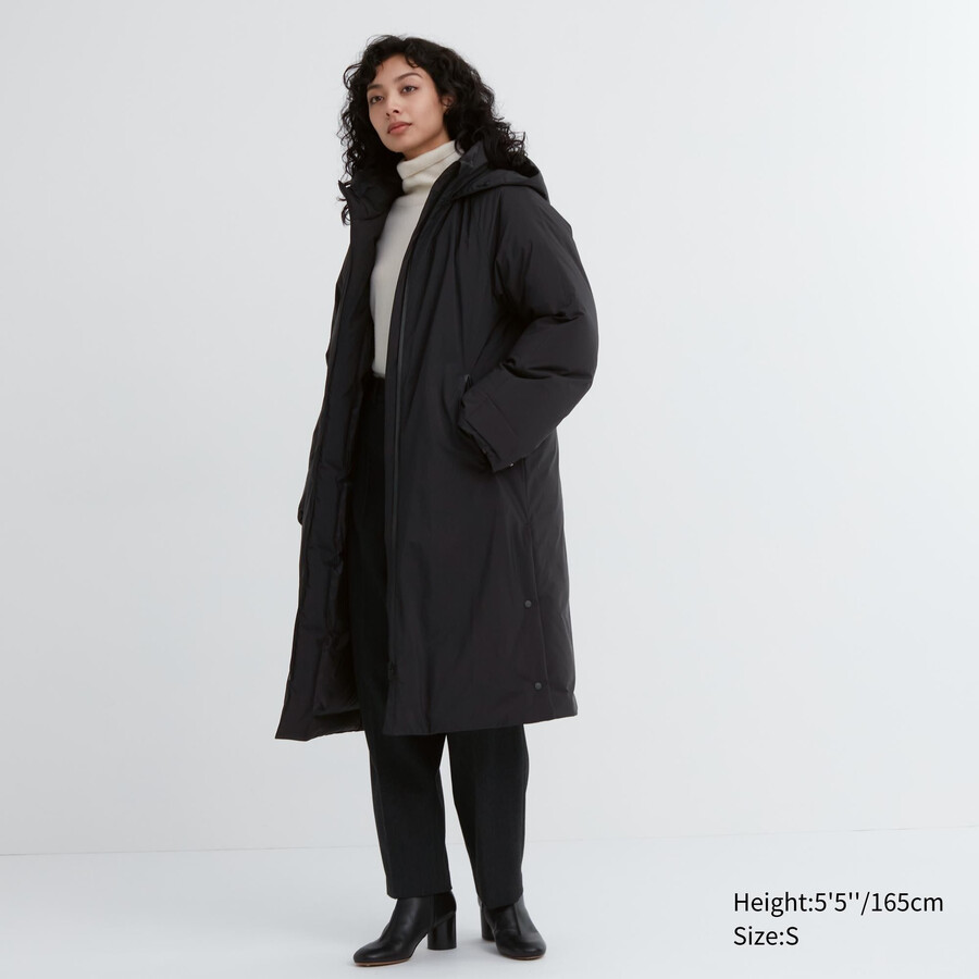 black womens uniqlo ultra warm hybrid down jackets