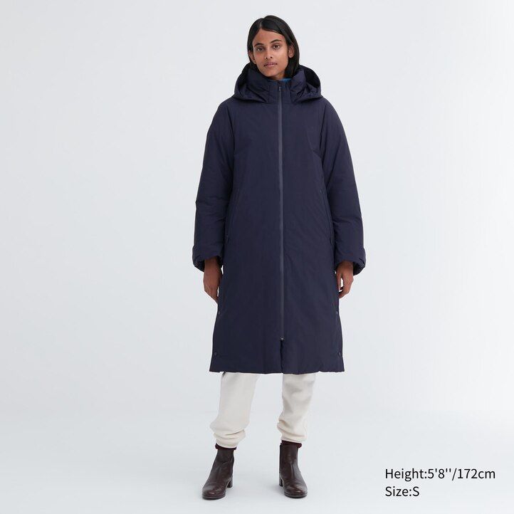 black womens uniqlo ultra warm hybrid down jackets