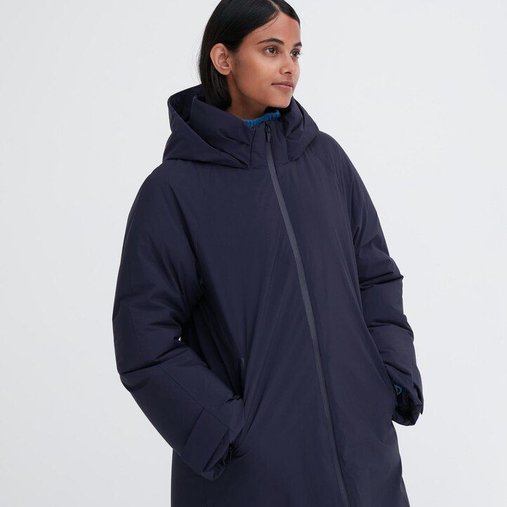 black womens uniqlo ultra warm hybrid down jackets