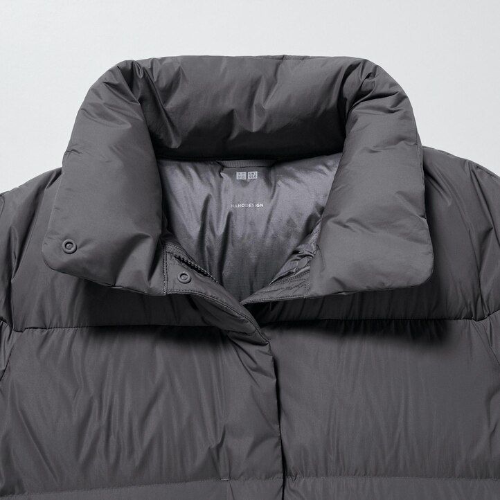 grey uniqlo powder soft down nanodesign womens jackets