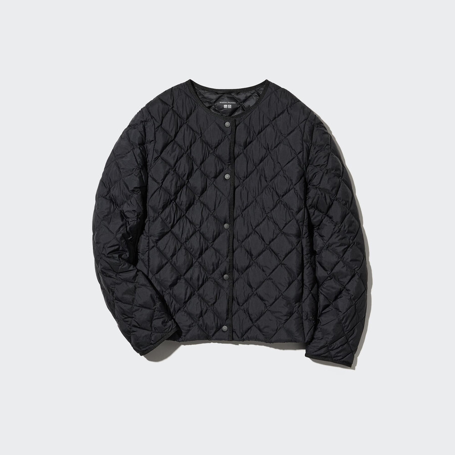 black womens uniqlo warm padded quilted jackets