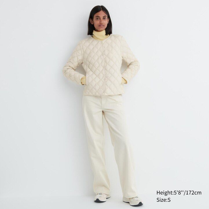 black womens uniqlo warm padded quilted jackets