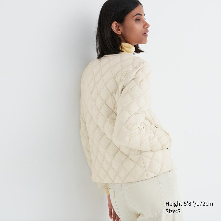 black womens uniqlo warm padded quilted jackets