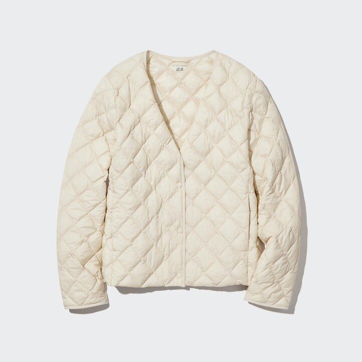 black womens uniqlo warm padded quilted jackets