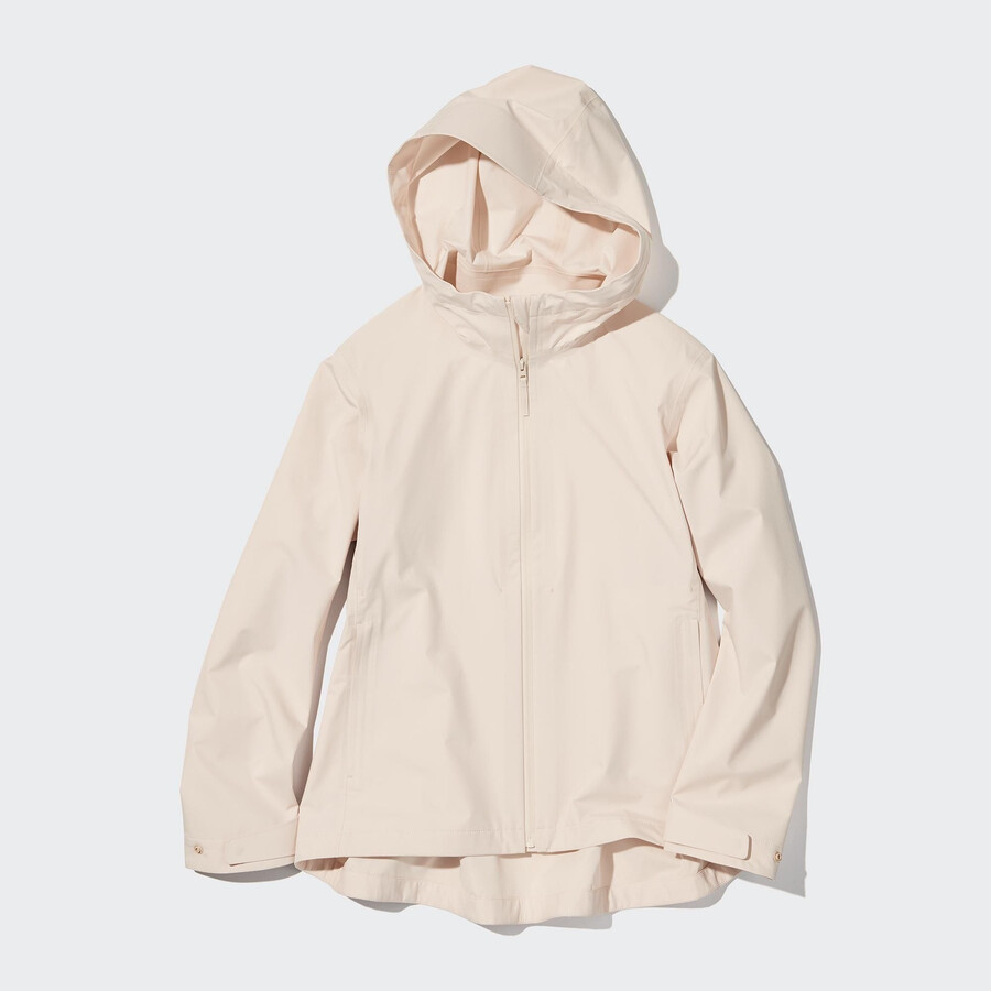 beige uniqlo blocktech womens jackets