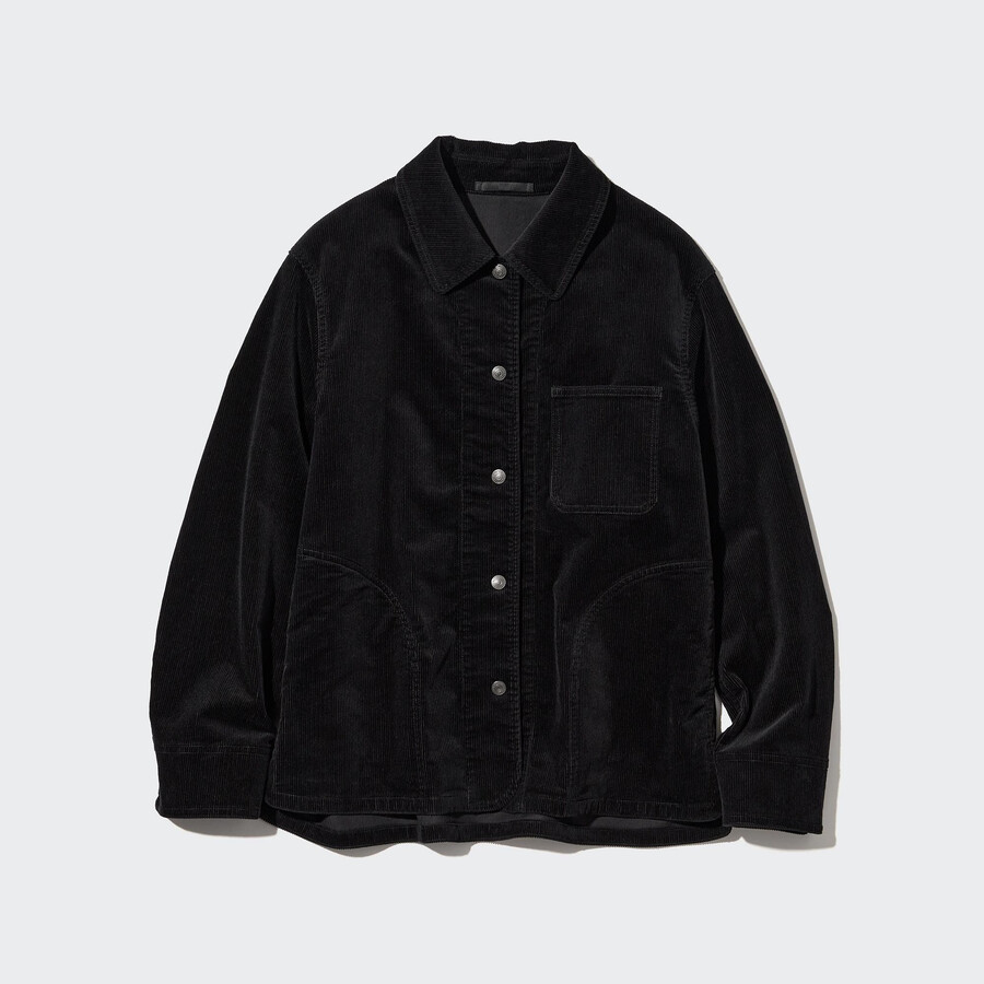 black womens uniqlo corduroy coverall jackets