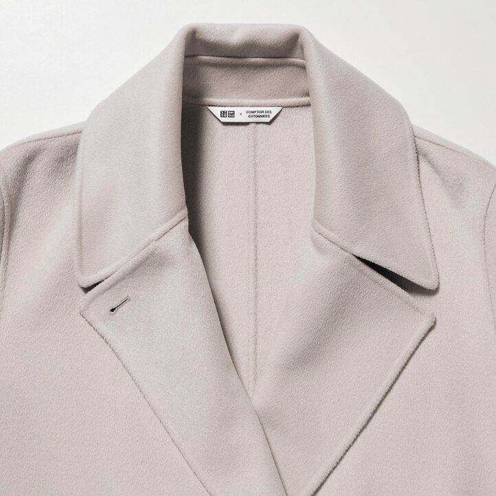 womens uniqlo wool blend wrap jackets beige on