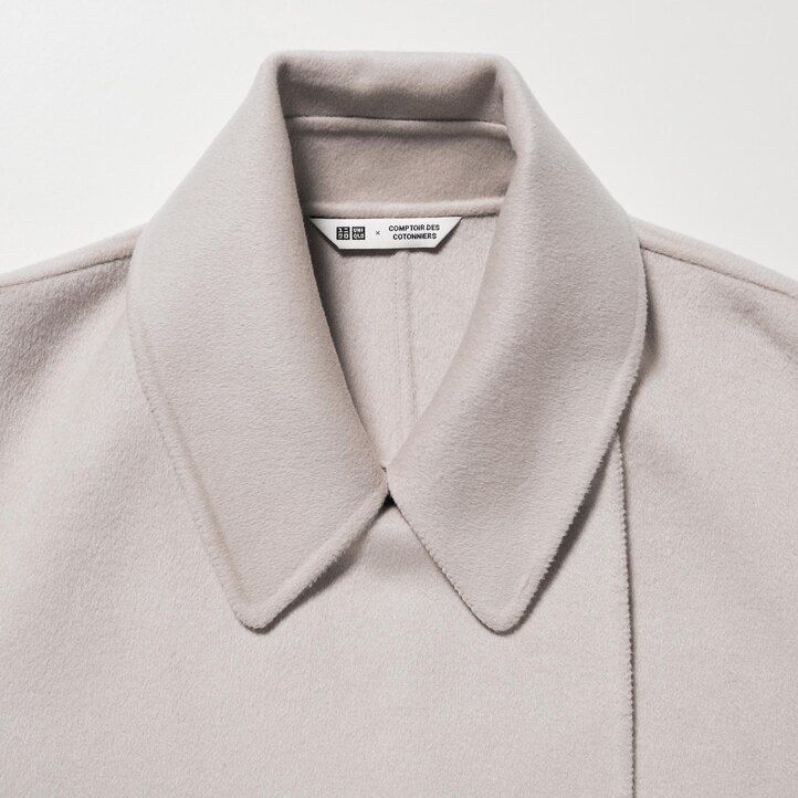 womens uniqlo wool blend wrap jackets beige on