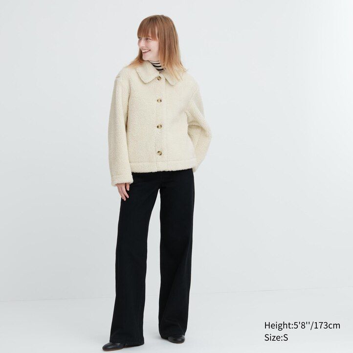 uniqlo pile lined fleece womens jackets black