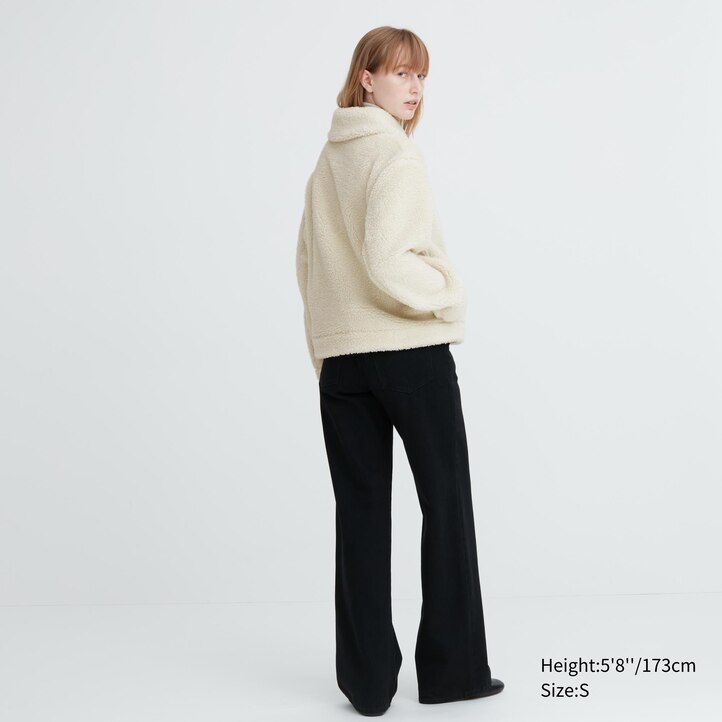 uniqlo pile lined fleece womens jackets black