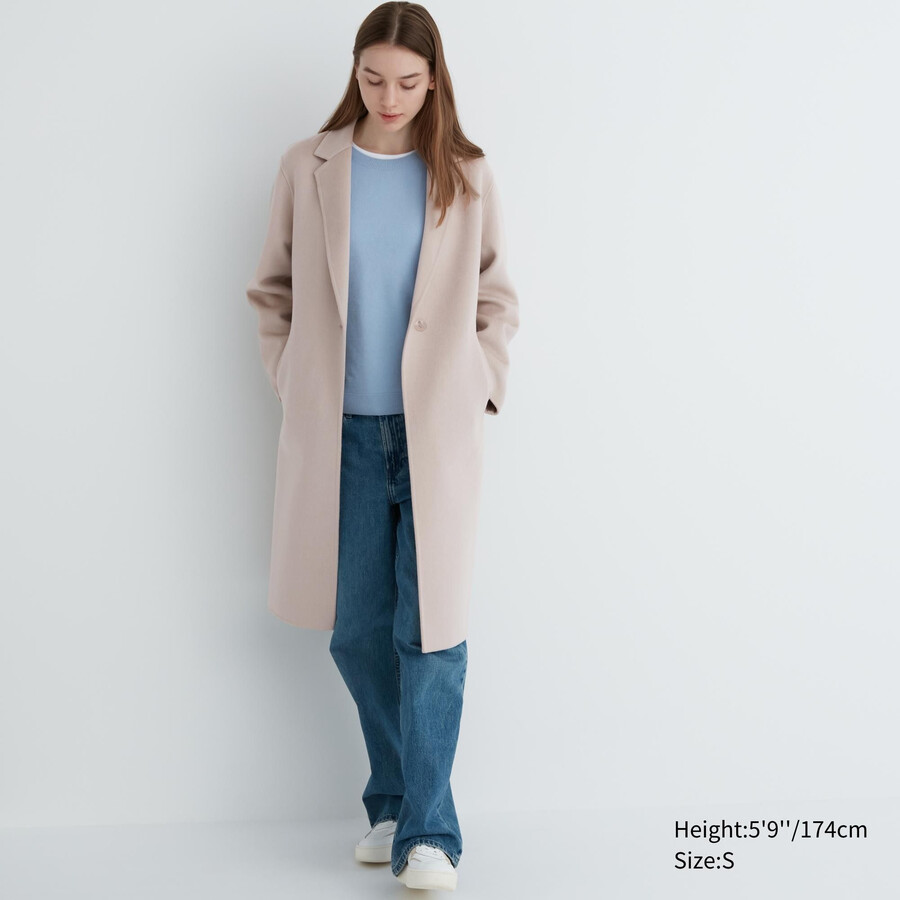 uniqlo wool blend womens jackets beige