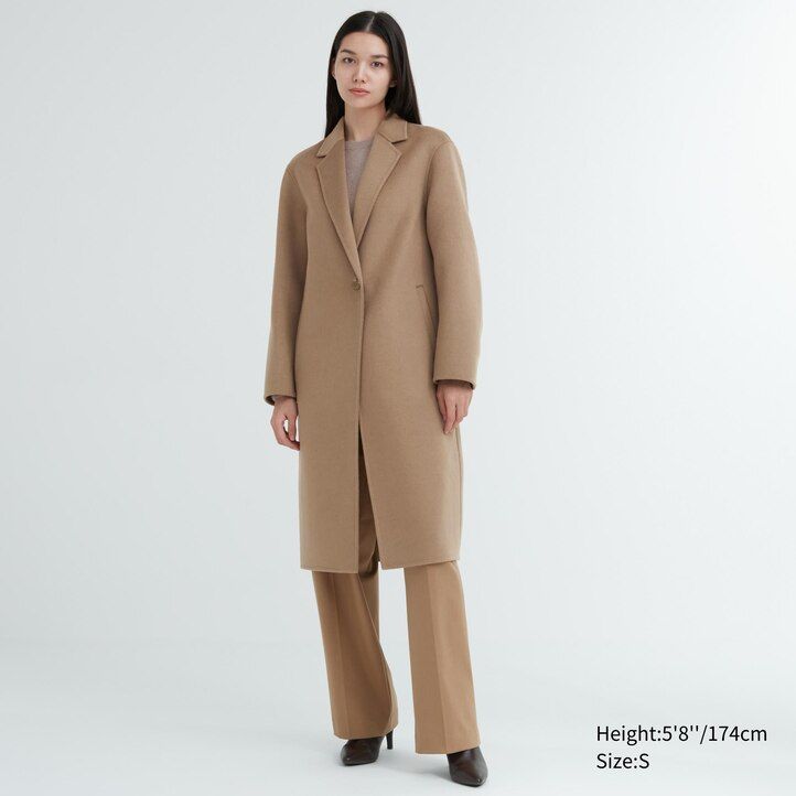 uniqlo wool blend womens jackets beige