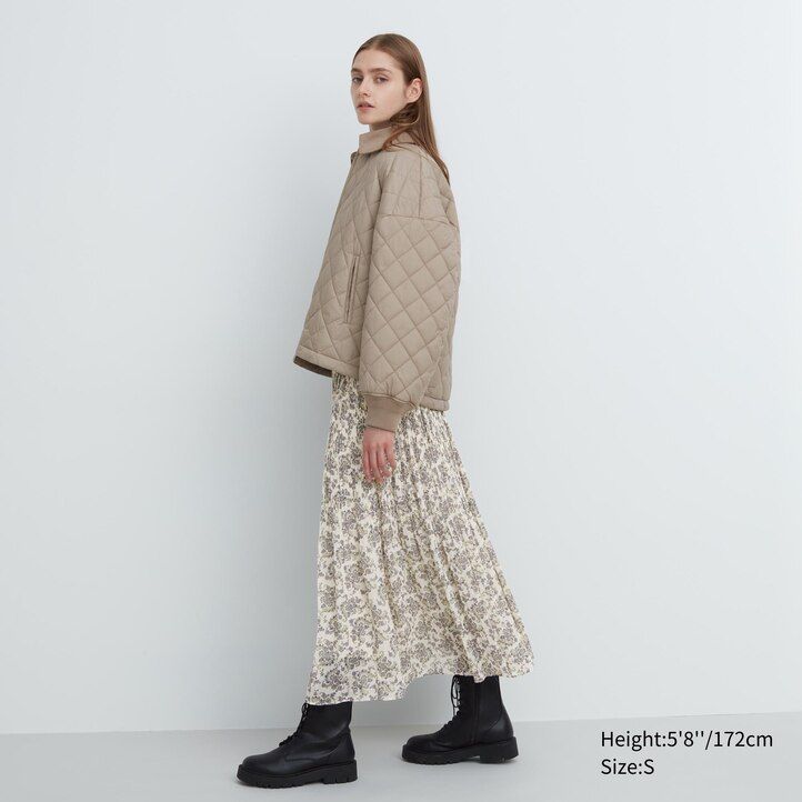 brown uniqlo warm padded blouson womens jackets