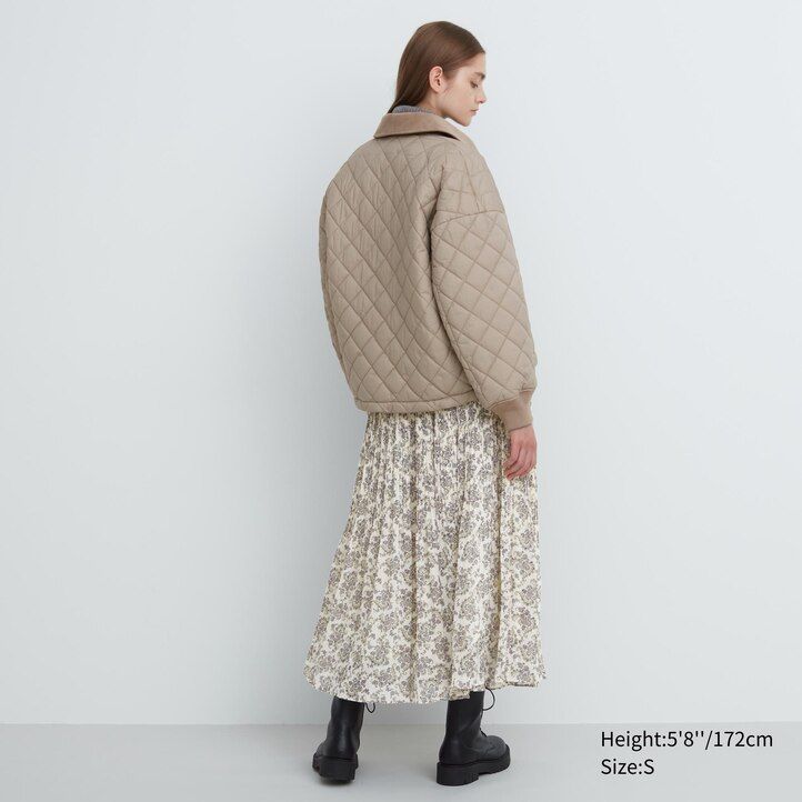 brown uniqlo warm padded blouson womens jackets