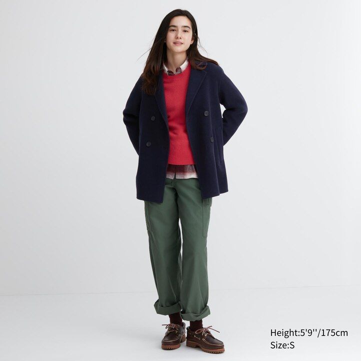 grey uniqlo wool blend womens jackets