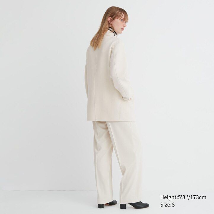 grey uniqlo wool blend womens jackets