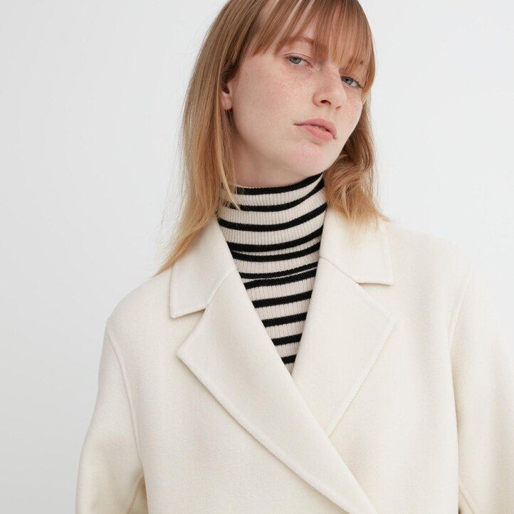 grey uniqlo wool blend womens jackets