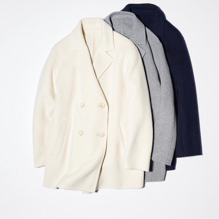 grey uniqlo wool blend womens jackets