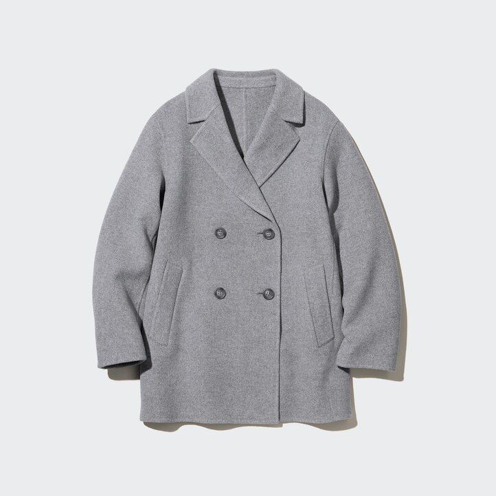 grey uniqlo wool blend womens jackets