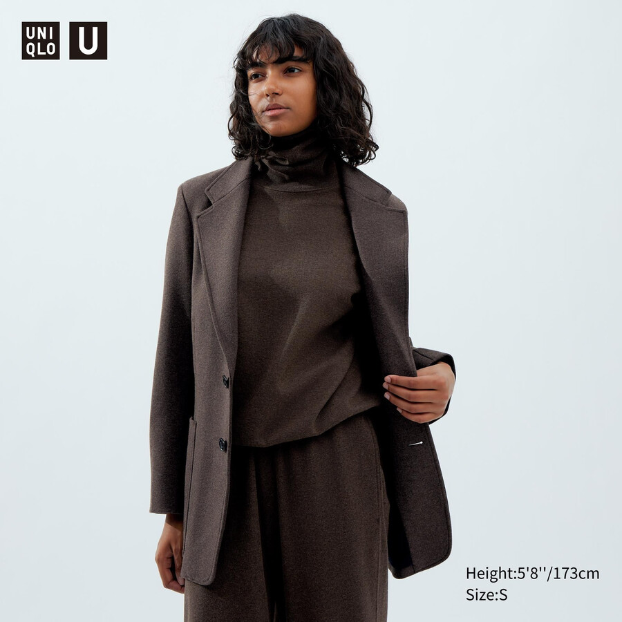 dark brown uniqlo jersey tailored womens jackets