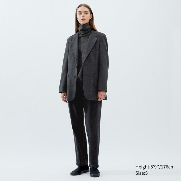 dark brown uniqlo jersey tailored womens jackets