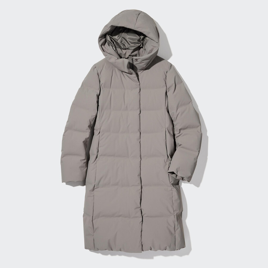 grey womens uniqlo seamless down jackets