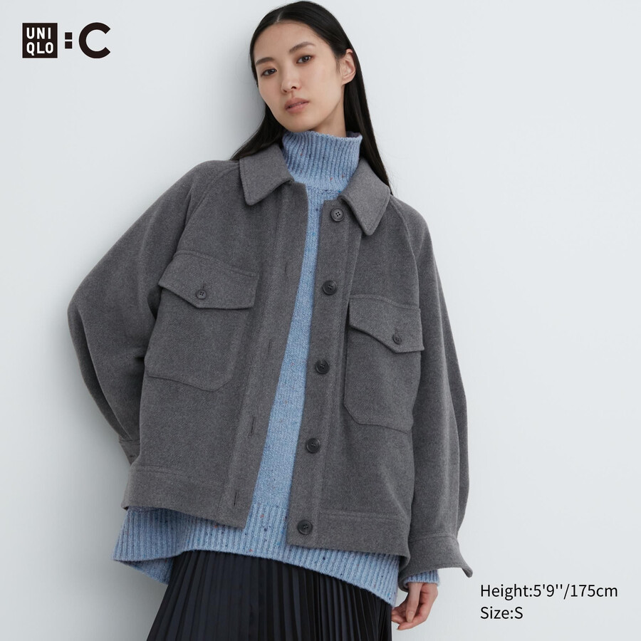 grey womens uniqlo oversized jackets
