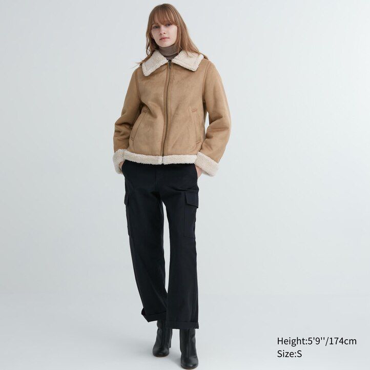 beige uniqlo pile lined womens jackets