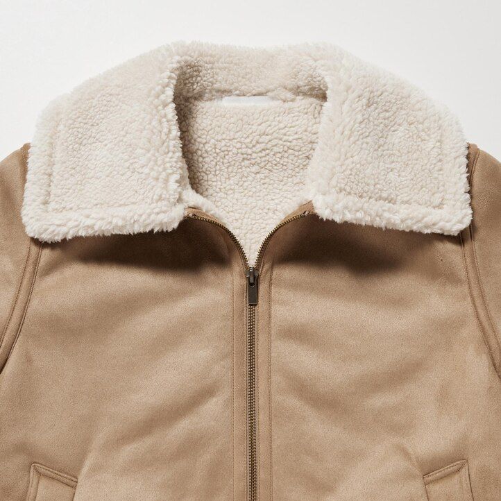 beige uniqlo pile lined womens jackets