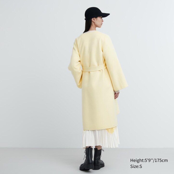 womens uniqlo wool blend wrap jackets navy
