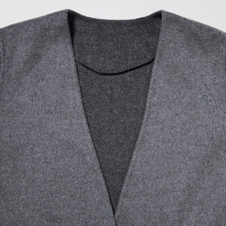 womens uniqlo wool blend wrap jackets navy