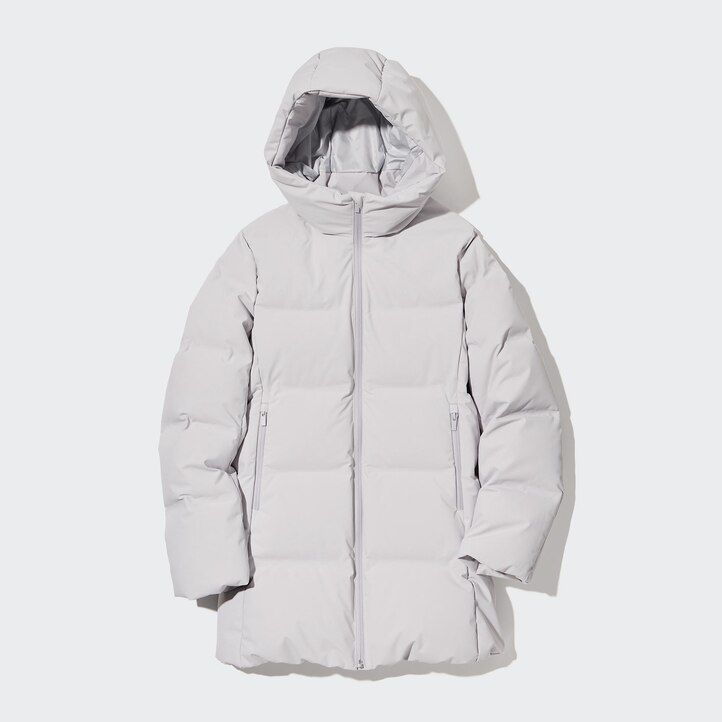 blue womens uniqlo seamless down jackets