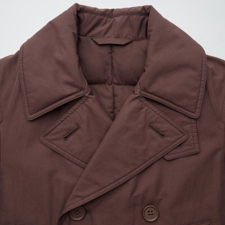 black womens uniqlo short padded pea jackets