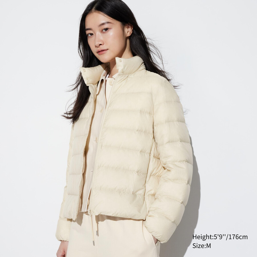 white womens uniqlo ultra light down jackets