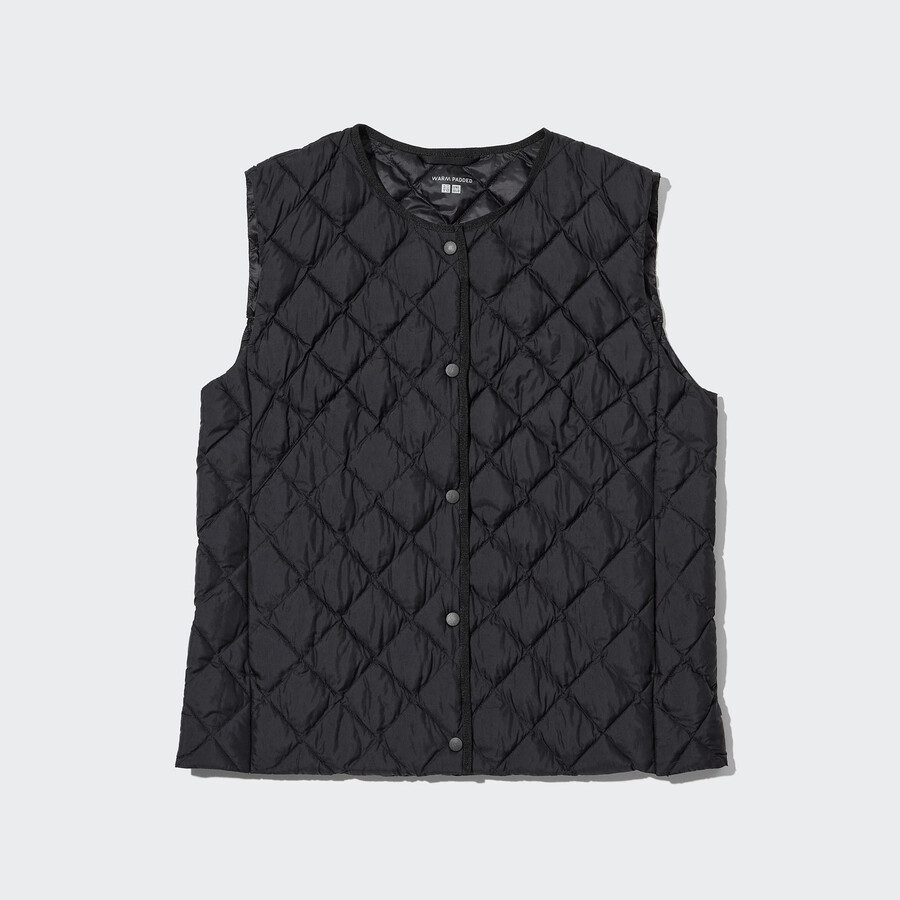 womens uniqlo warm padded quilted jackets black