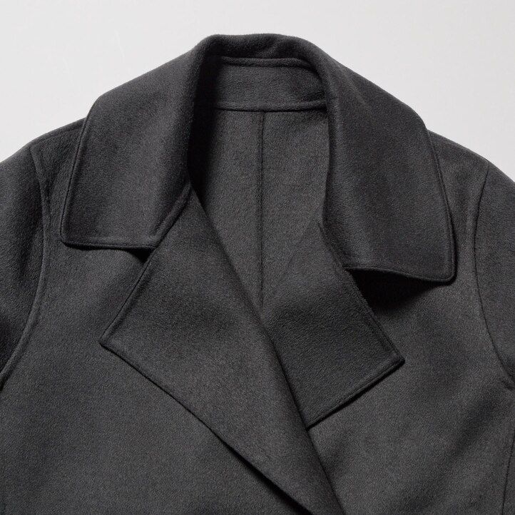 grey womens uniqlo wool blend oversized jackets