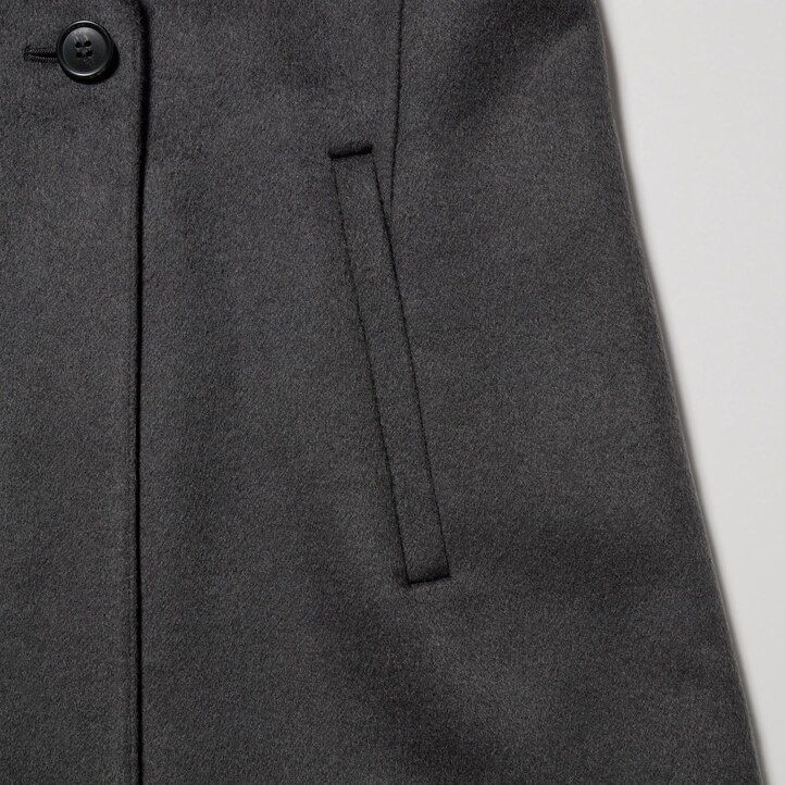 grey womens uniqlo wool blend oversized jackets