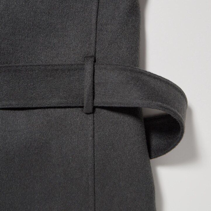 grey womens uniqlo wool blend oversized jackets