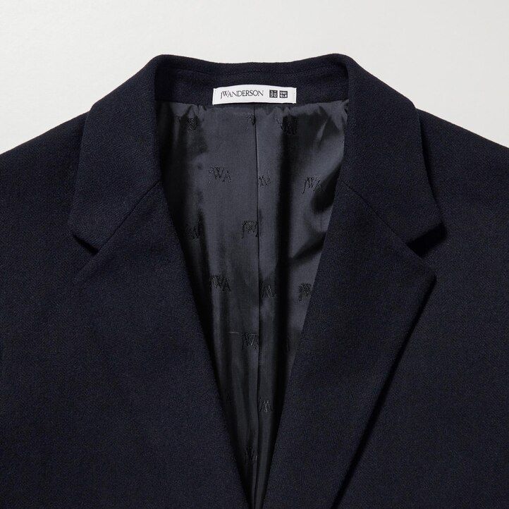 navy womens uniqlo single breasted jackets