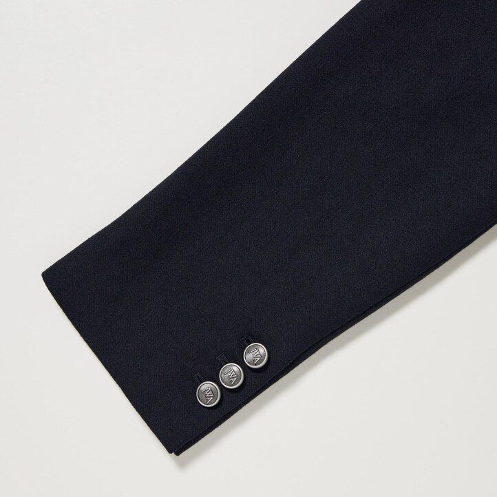 navy womens uniqlo single breasted jackets
