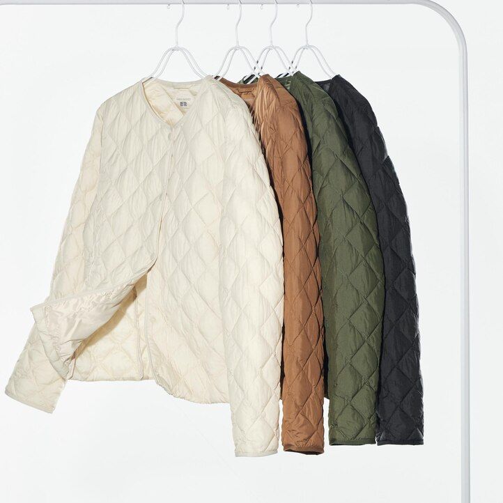 white womens uniqlo warm padded quilted jackets