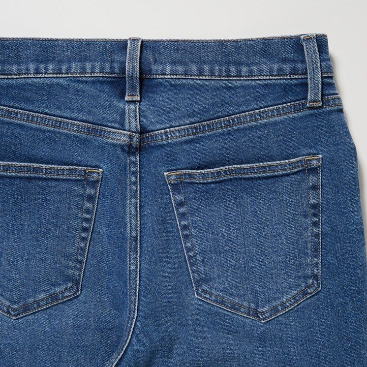 womens uniqlo slim fit straight leg ankle length jeans blue