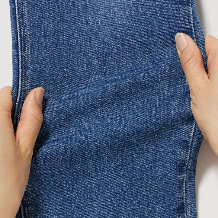 womens uniqlo slim fit straight leg ankle length jeans blue