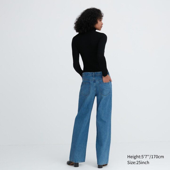 uniqlo low rise baggy fit womens jeans blue