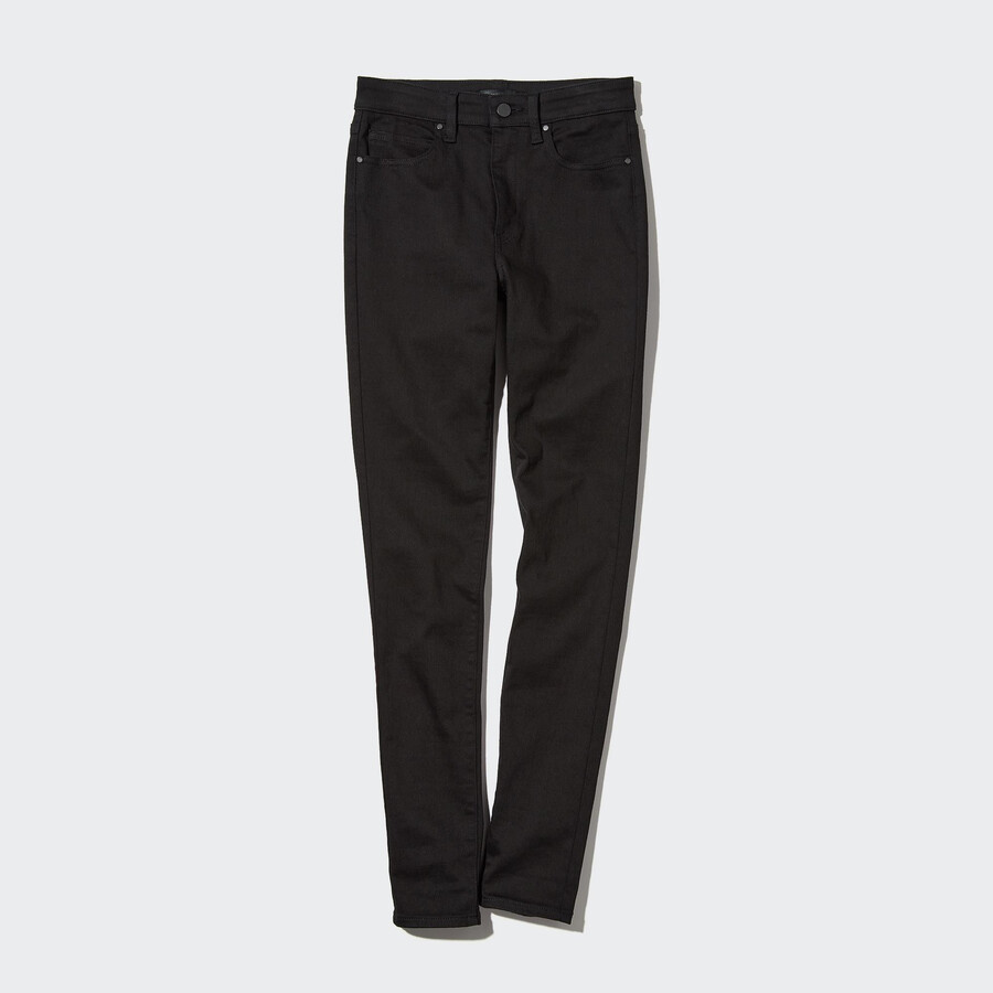 black womens uniqlo ultra stretch high rise skinny fit jeans