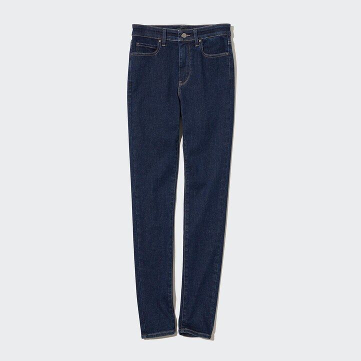 black womens uniqlo ultra stretch high rise skinny fit jeans
