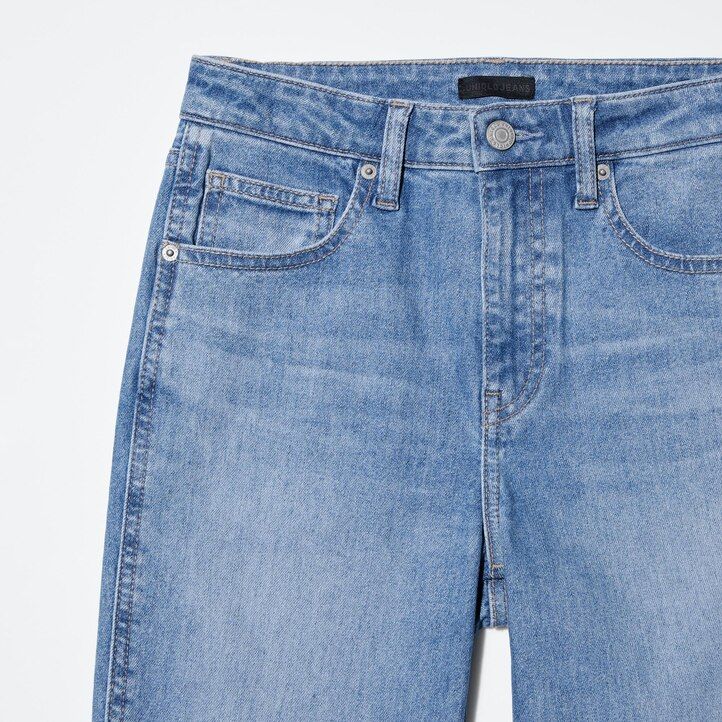 womens uniqlo slim fit straight leg ankle length jeans navy